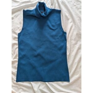 Vintage Scott Taylor Women's Teal Sleeveless Turtleneck Size Medium